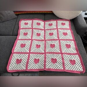 Handmade Heart Granny Square Blanket